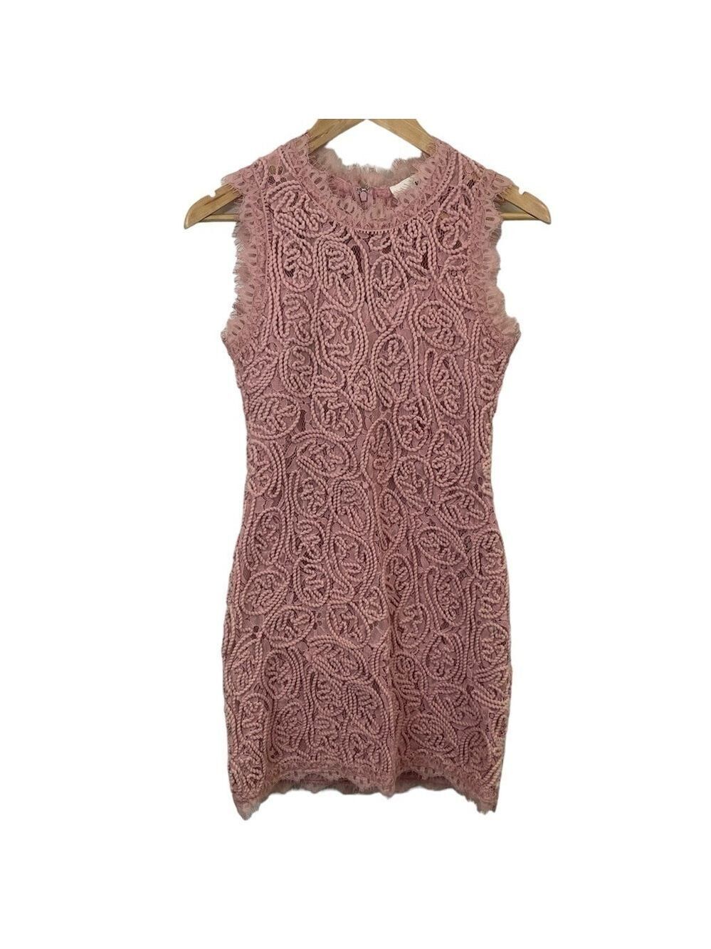 Sans Souci Lace Overlay Dress Sz S Pink Sleeveless Wedding Mini Cute Event Party